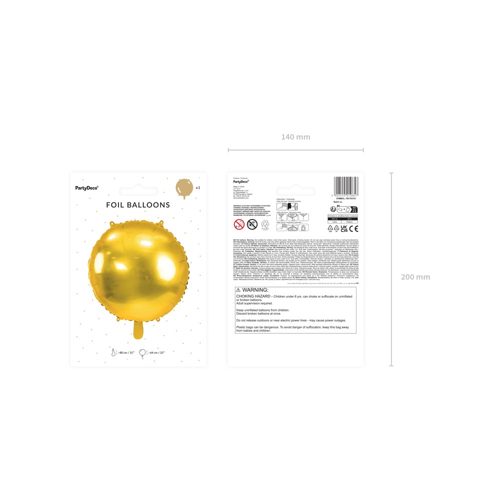 Ballon en aluminium rond Pastille 80 cm, doré