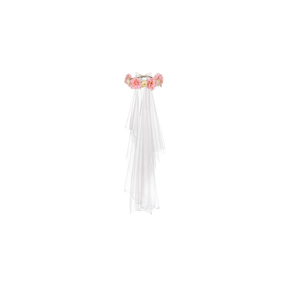 Courronne de fleurs avec voile, mélange de couleurs, 17 cm
