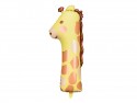 Ballon Mylar Chiffre 1 - Girafe, 48x96 cm, mélange de couleurs