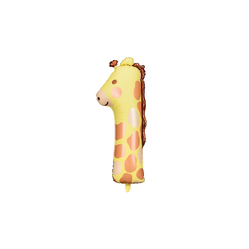 Ballon Mylar Chiffre 1 - Girafe, 48x96 cm, mélange de couleurs