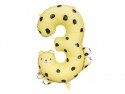 Ballon Mylar Chiffre 3 - Guépard, 72.5x109 cm, mélange de couleurs