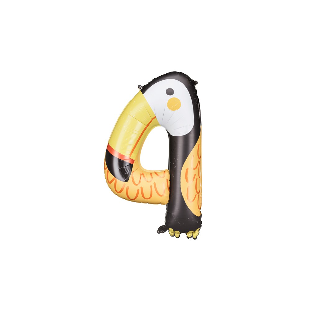 Ballon Mylar Chiffre 4 - Tucan, 68x91 cm, mélange de couleurs