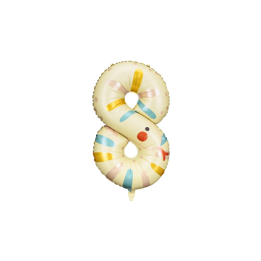 Ballon aluminium Chiffre 8 - Serpent, 51x86 cm, assortiment