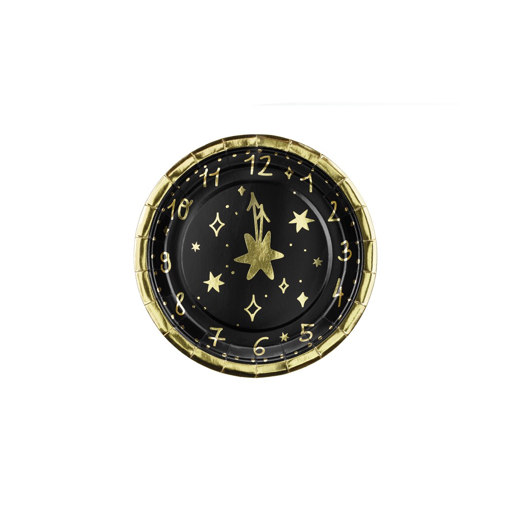Assiettes en carton Horloge, 18 cm, mix