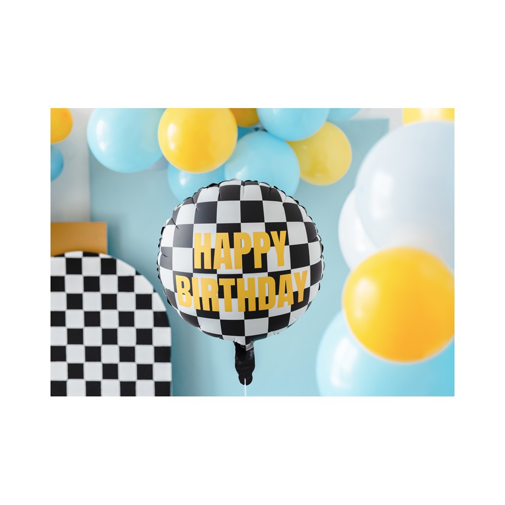 Ballon en aluminium Drapeau à damier, 45 cm, mélange de couleurs