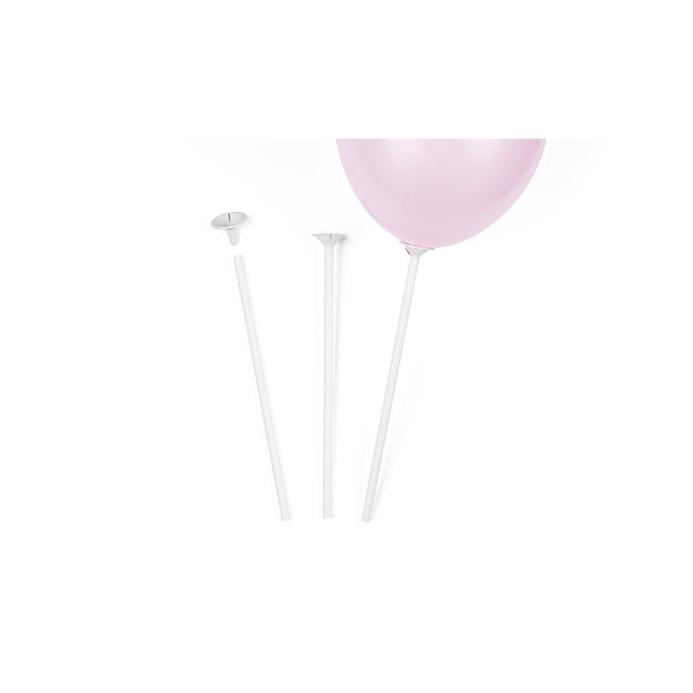 Bâtonnets pour ballons avec gobelets, 30 cm, blanc