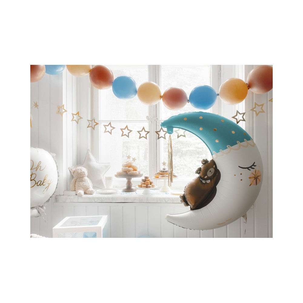 Ballon en aluminium Ours assis sur la lune, 80x98 cm, mélange de couleurs