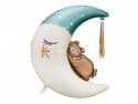 Ballon en aluminium Ours assis sur la lune, 80x98 cm, mélange de couleurs
