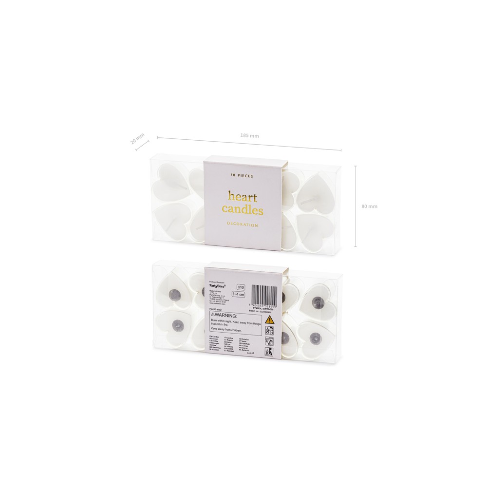 Bougies chauffe-plat en forme de cœur, 4 cm, blanc