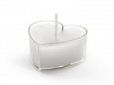 Bougies chauffe-plat en forme de cœur, 4 cm, blanc