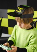 Chapeaux en papier Gamer, 38.5x18.5 cm, noir