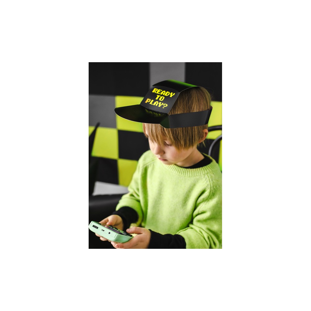 Chapeaux en papier Gamer, 38.5x18.5 cm, noir