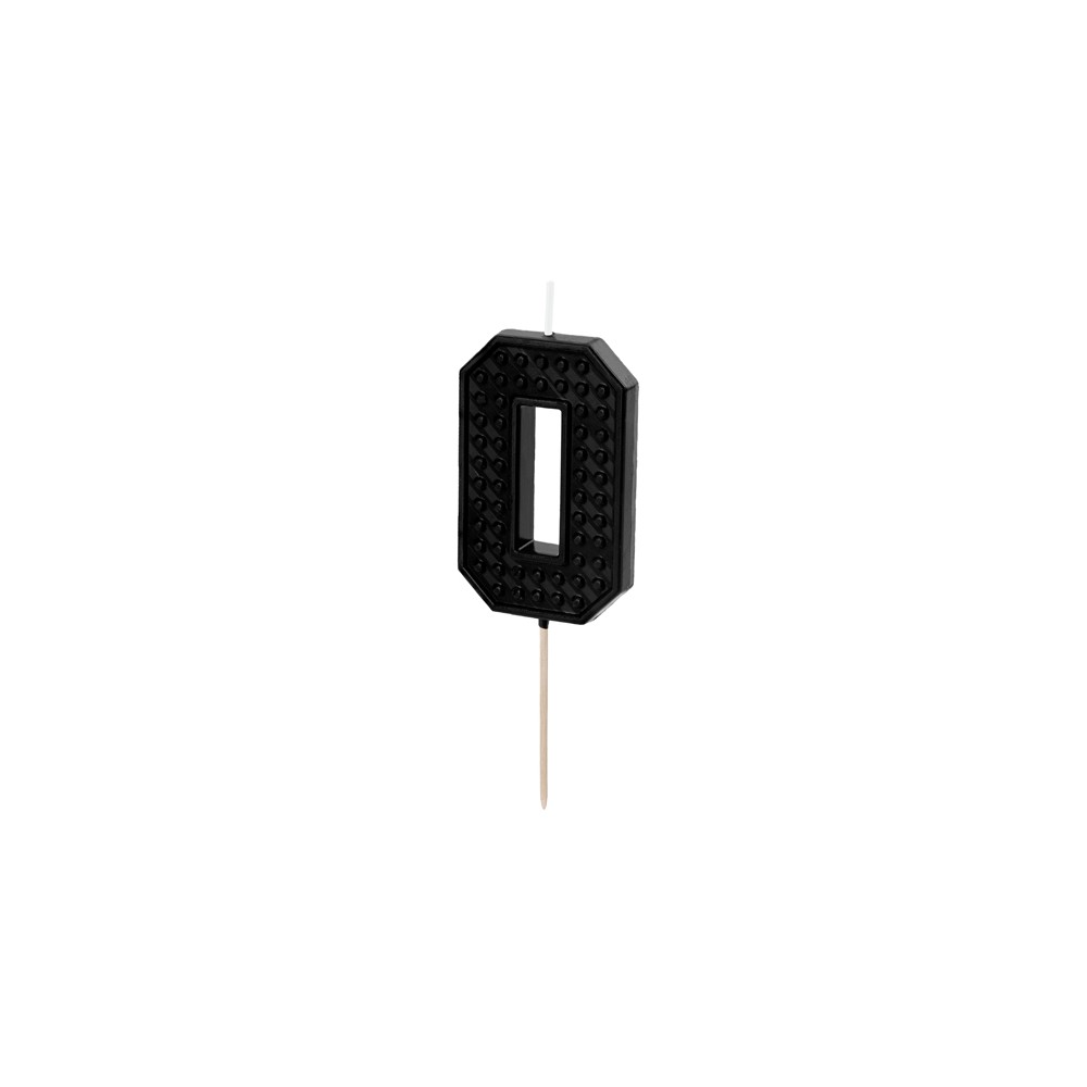 Bougie d'anniversaire Chiffre 0, 6 cm, noir