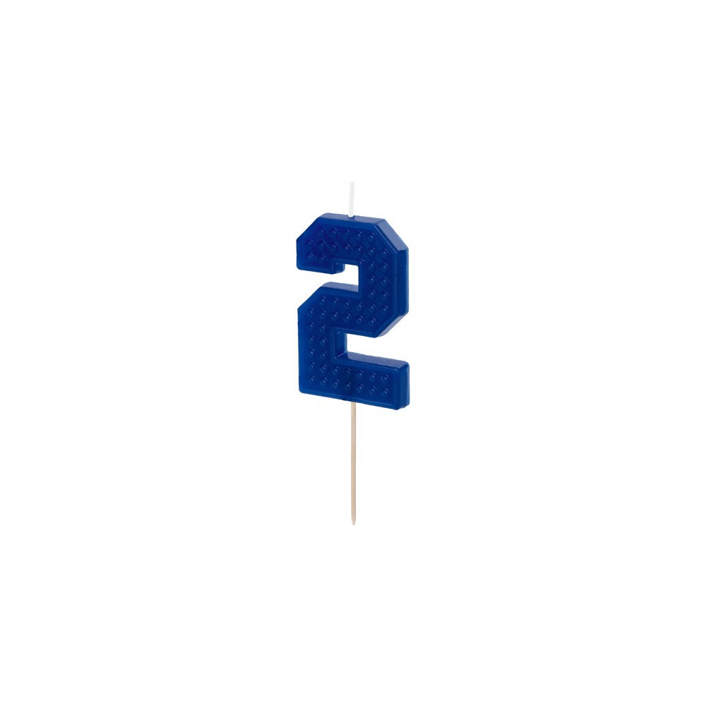 Bougie d'anniversaire Chiffre 2, 6 cm, bleu