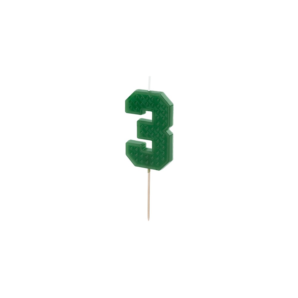 Bougie d'anniversaire Chiffre 3, 6 cm, vert