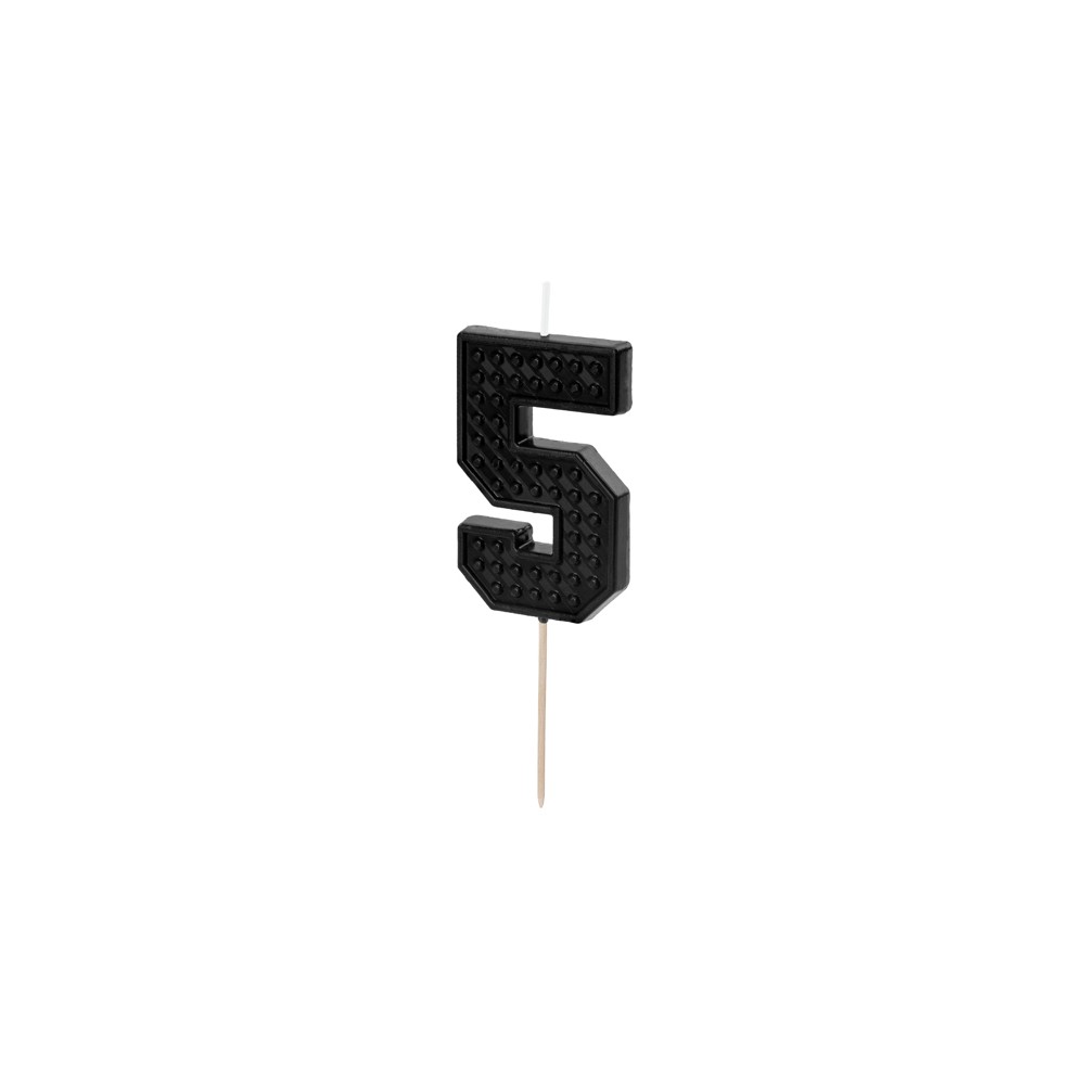 Bougie d'anniversaire Chiffre 5, 6 cm, noir