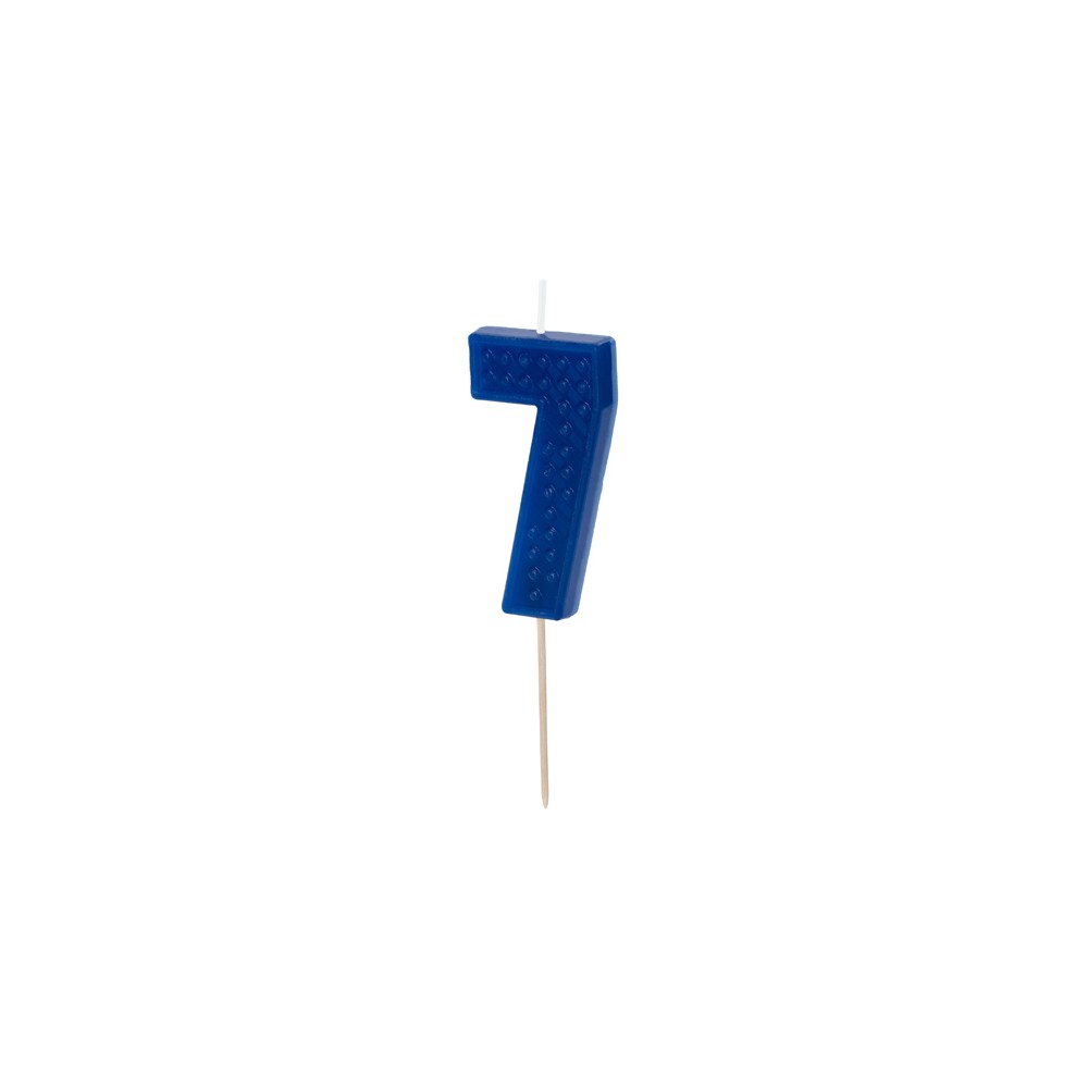Bougie d'anniversaire Chiffre 7, 6 cm, bleu