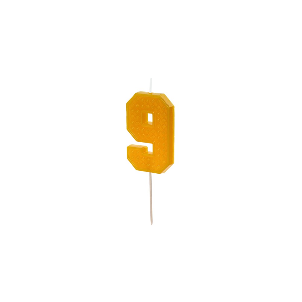 Bougie d'anniversaire Chiffre 9, 6 cm, jaune