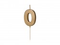 Bougie d'anniversaire Chiffre 0, 4.5 cm, or
