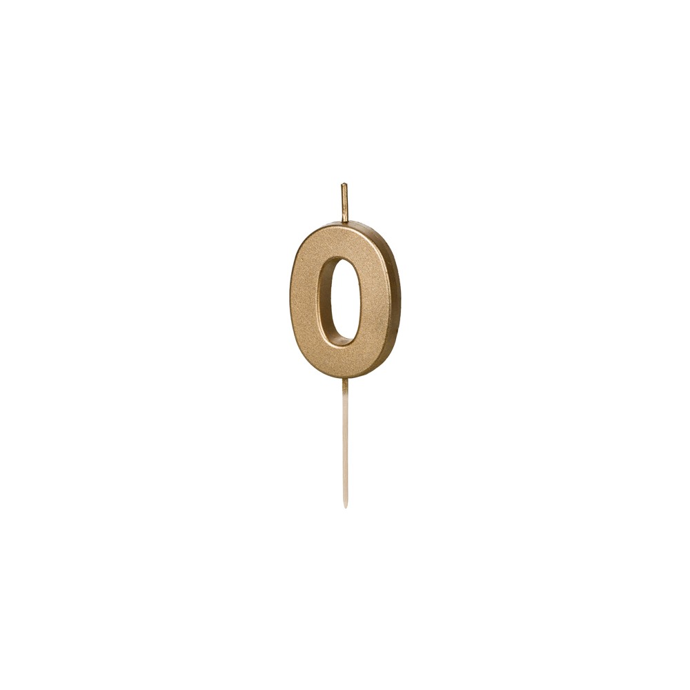 Bougie d'anniversaire Chiffre 0, 4.5 cm, or