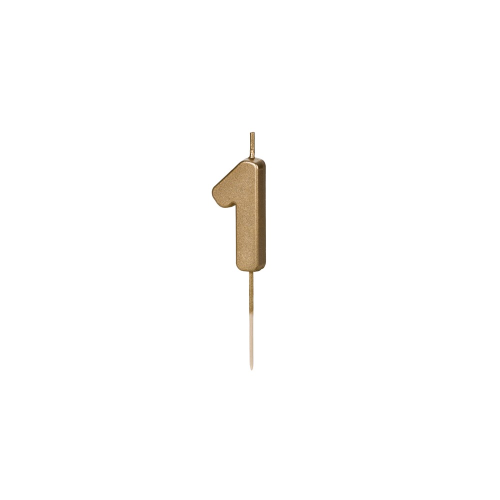 Bougie d'anniversaire Chiffre 1, 4.5 cm, or