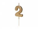 Bougie d'anniversaire Chiffre 2, 4.5 cm, or