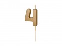 Bougie d'anniversaire Chiffre 4, 4.5 cm, or