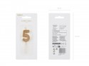 Bougie d'anniversaire Chiffre 5, 4.5 cm, or