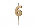 Bougie d'anniversaire Chiffre 6, 4.5 cm, or