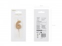 Bougie d'anniversaire Chiffre 6, 4.5 cm, or