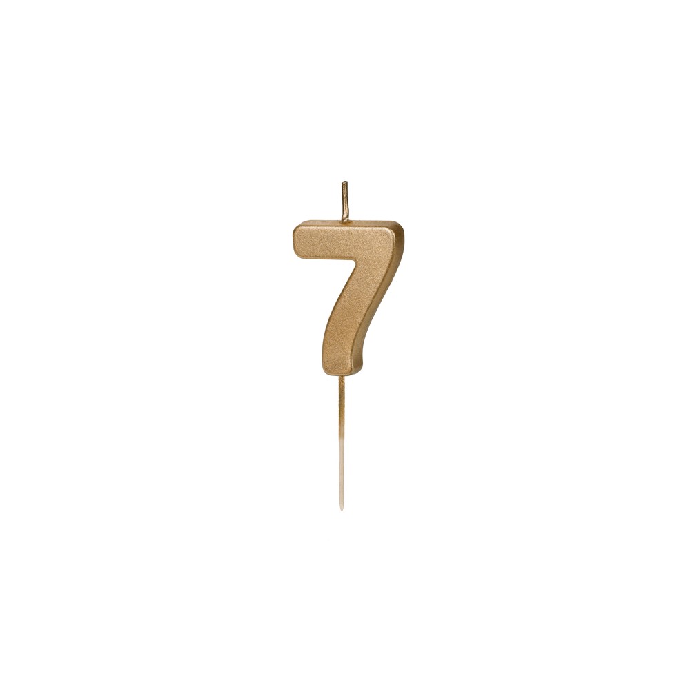 Bougie d'anniversaire Chiffre 7, 4.5 cm, or
