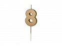 Bougie d'anniversaire Chiffre 8, 4.5 cm, or