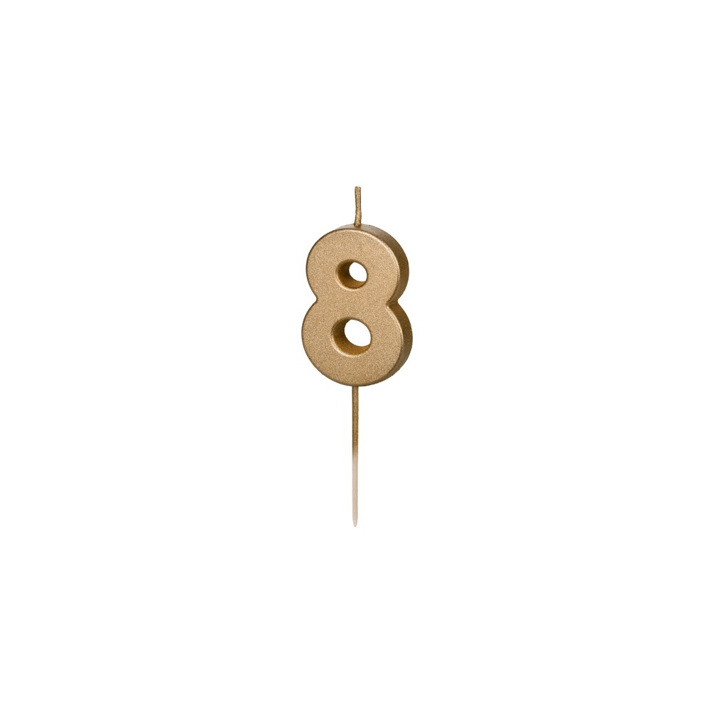 Bougie d'anniversaire Chiffre 8, 4.5 cm, or