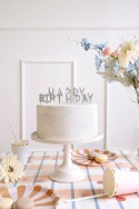 Bougies d'anniversaire Happy Birthday, 2.5 cm, argent