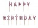 Bougies d'anniversaire Happy Birthday, 2.5 cm, or rose