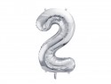 Ballon en aluminium Chiffre ''2'', 72cm, argent