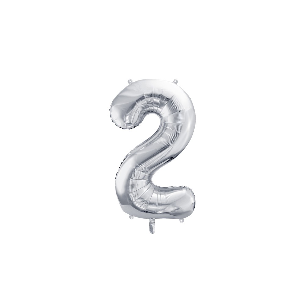 Ballon en aluminium Chiffre ''2'', 72cm, argent