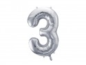 Ballon en aluminium Chiffre ''3'', 72cm, argent