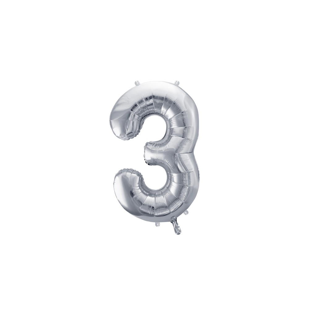 Ballon en aluminium Chiffre ''3'', 72cm, argent