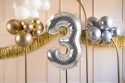 Ballon en aluminium Chiffre ''3'', 72cm, argent