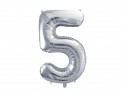 Ballon en aluminium Chiffre ''5'', 72cm, argent