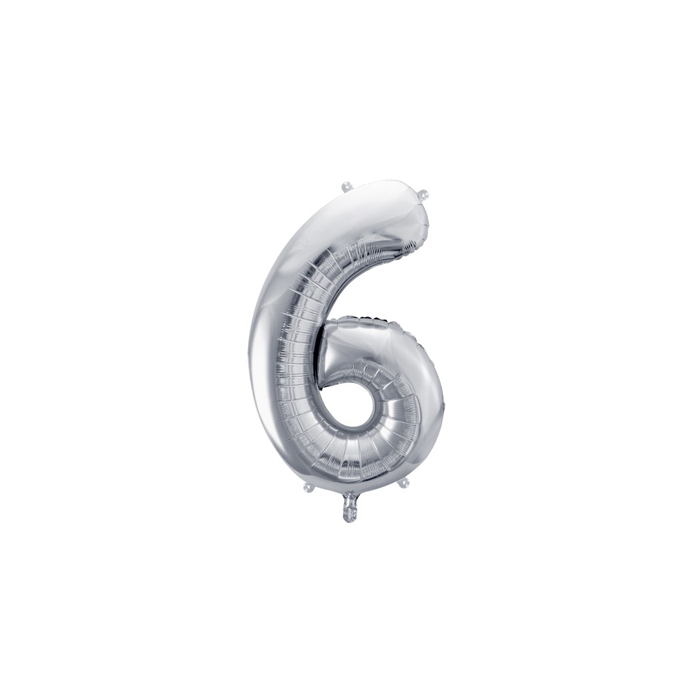 Ballon en aluminium Chiffre ''6'', 72cm, argent
