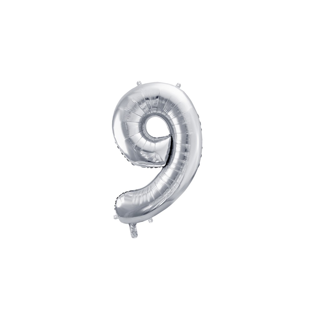 Ballon en aluminium Chiffre ''9'', 72cm, argent