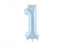 Ballon en aluminium Chiffre ''1'', 72cm, bleu clair