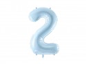 Ballon en aluminium Chiffre ''2'', 72cm, bleu clair