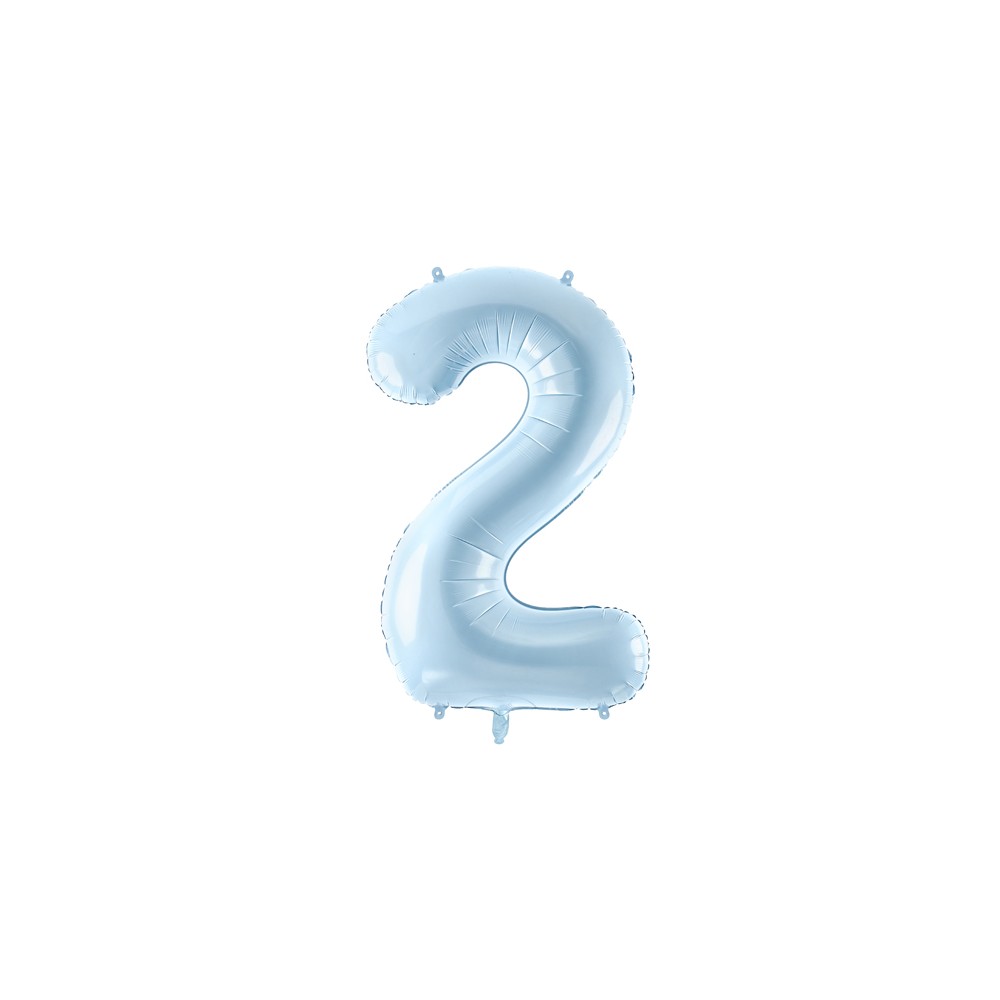 Ballon en aluminium Chiffre ''2'', 72cm, bleu clair