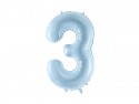 Ballon en aluminium Chiffre ''3'', 72cm, bleu clair