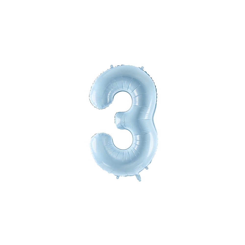 Ballon en aluminium Chiffre ''3'', 72cm, bleu clair