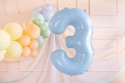 Ballon en aluminium Chiffre ''3'', 72cm, bleu clair