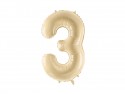 Ballon en aluminium Chiffre ''3'', 72cm, beige